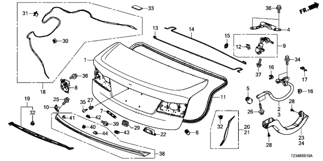 2019 Acura TLX  Holder, Rod Diagram for 74867SNA003