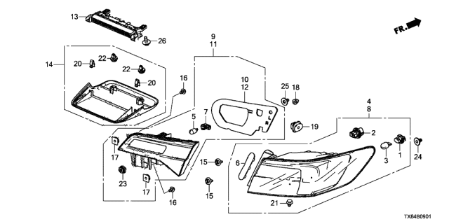 2016 Acura ILX Light Assembly, Driver Side Lid Diagram for 34155TX6A51