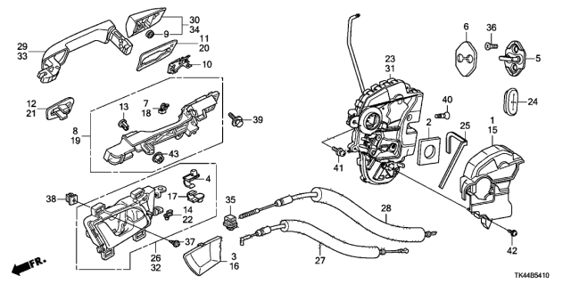 2009 Acura TL Handle Assembly, Right Rear Inside (Dj Interior Silver) Diagram for 72620TK4A01ZA