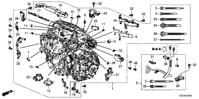 2021 Acura TLX  HOLDER B, ACG CABLE Diagram for 324165YFA00