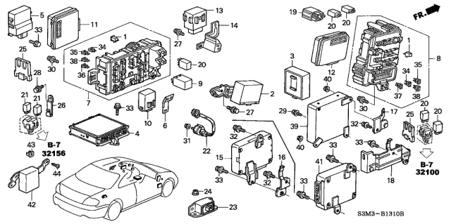 2003 Acura CL  System Unit, Multiplex Control (Passenger Side) Diagram for 38850S3MA12