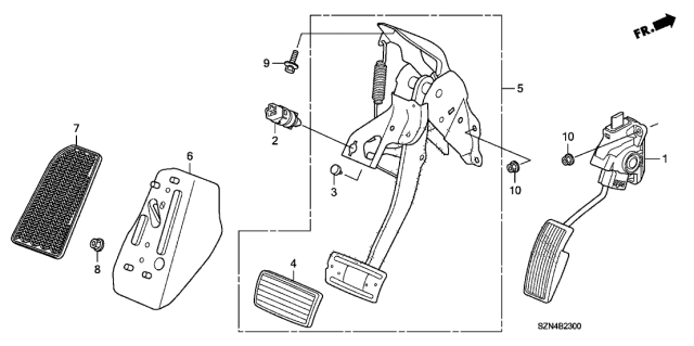 2010 Acura ZDX Pedal Assembly, Brake Diagram for 46600SZNA81