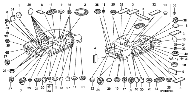 1994 Acura Legend  Plug, Blind (8MM) Diagram for 9555008000
