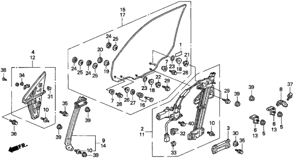 1996 Acura TL  Bolt, Door Glass Tie Diagram for 73594SW5000