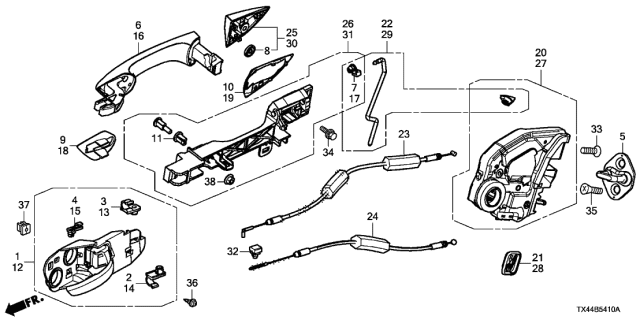 2017 Acura RDX  Handle, Passenger Side (Lunar Silver Metallic) Diagram for 72141SZNA01YD