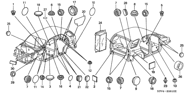 2003 Acura MDX  Seal, Door Hole (20MM) Diagram for 90851SJ4000