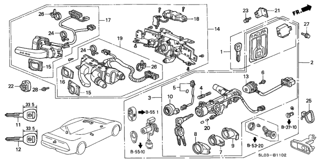 1997 Acura NSX Antenna, Immobilizer Diagram for 35109SX0G01