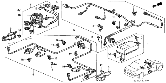 2004 Acura RL  Case, Connector Diagram for 77969SR3003