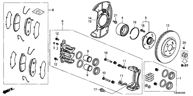 2020 Acura RDX  Front Pad Set Diagram for 45022TJBA02