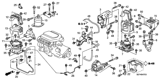 2007 Acura TL  Rubber Assembly, Transmission Mounting Diagram for 50850STXA03