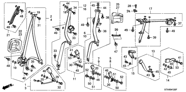 2009 Acura MDX  Bolt (7/16"X28) Diagram for 90142STXA31