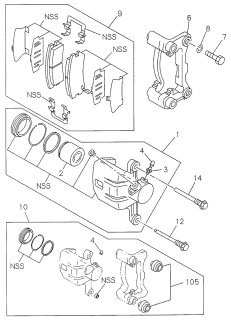 1998 Acura SLX  Rear Disk Brake Repair Kit Diagram for 8971347180