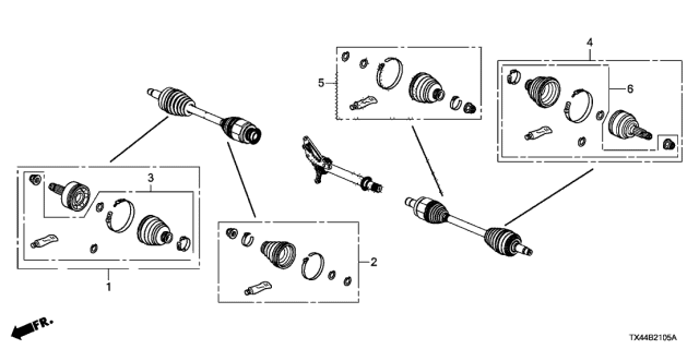 2014 Acura RDX  Set, Outboard Joint Diagram for 44014TX4A01