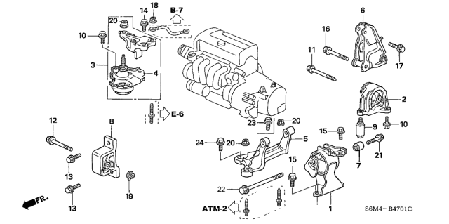 2003 Acura RSX  Bolt, Special Flange (M10X77) Diagram for 90161S7C000