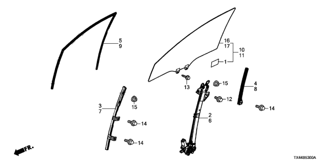2013 Acura RDX Sash, Left Front Door (Lower) (Front ) Diagram for 72270TX4A01