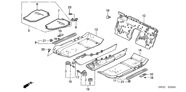 2003 Acura NSX Floor Mat Set (Real Black) Diagram for 83600SL0A01ZA