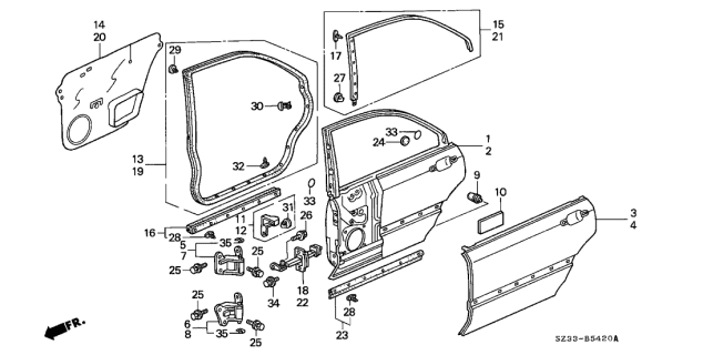 2002 Acura RL  Clip Diagram for 91561SZ3003