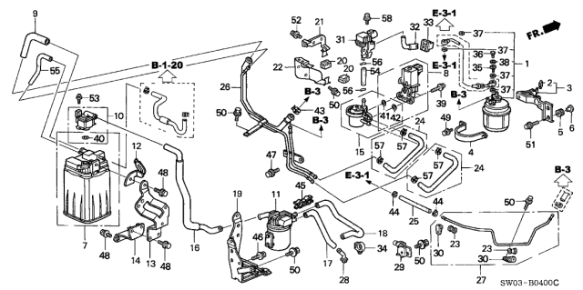 2002 Acura NSX  Clamp, Fuel Hose Diagram for 91591SL0A51