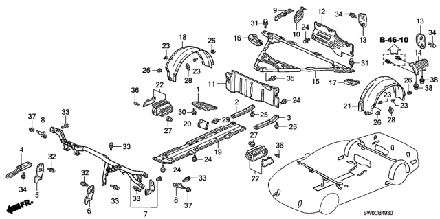 2005 Acura NSX Cover, Left Rear (Lower) Diagram for 74662SL0000