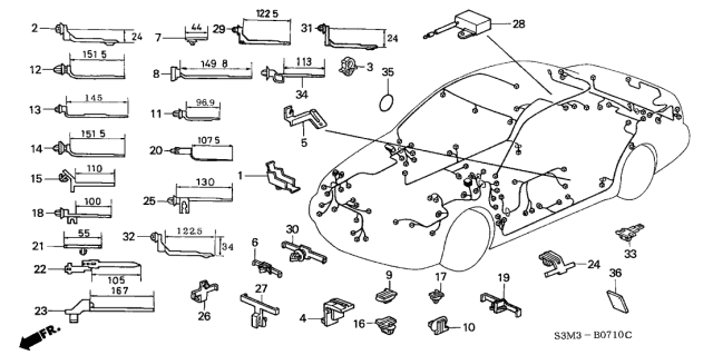 2003 Acura CL  Band, Harness Offset (122.5Mm) (Dark Gray) (With Seal) Diagram for 90652SM5003