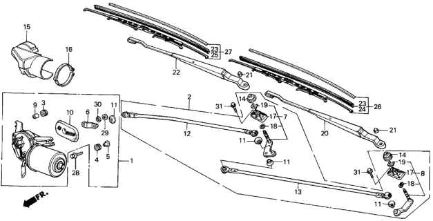 1989 Acura Integra  Rubber, Blade (450MM) (Passenger Side) Diagram for 38472SB2305