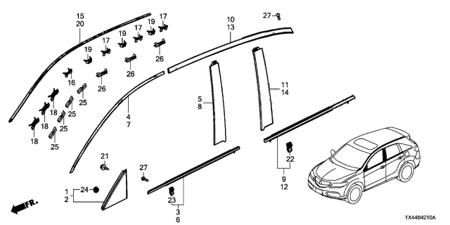 2014 Acura RDX  E-Clip, Roof (Purple) Diagram for 73157STKA01