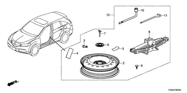 2018 Acura RDX Jack, Pantograph Diagram for 89310SJK013