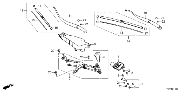 2021 Acura TLX  Blade, Windshield Wiper (650Mm) Diagram for 76620TGVA01