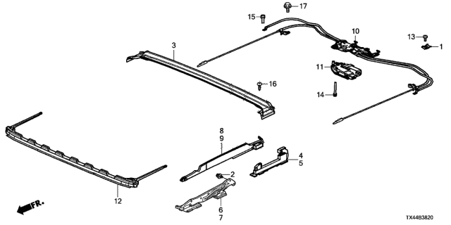 2016 Acura RDX Motor Assembly, Sunroof Diagram for 70450TX4A01