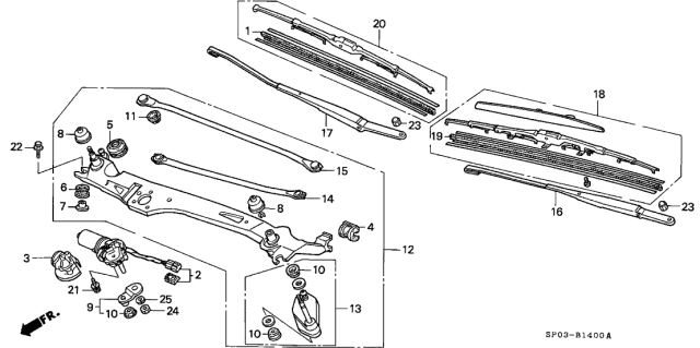 1995 Acura Legend  Windshield Wiper Blade (550MM) Diagram for 76620SM4G01