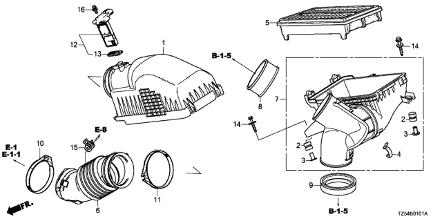 2017 Acura MDX  Cover, Air Cleaner Diagram for 172115J6A10