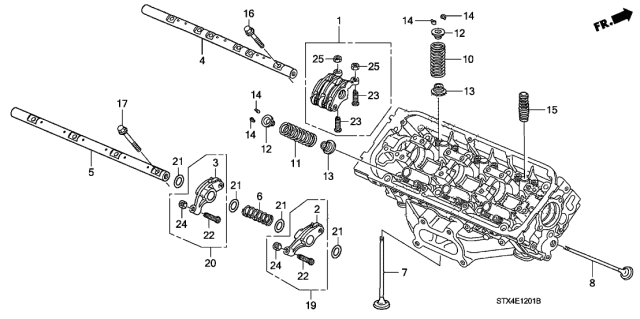 2010 Acura MDX  Shaft, Exhaust Rocker Diagram for 14632R72A00