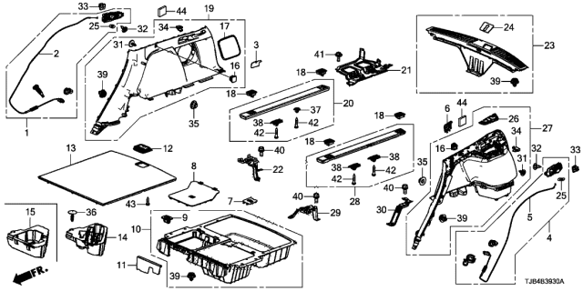 2020 Acura RDX  Lining, Rear (Deep Black) Diagram for 84640TJBA10ZA