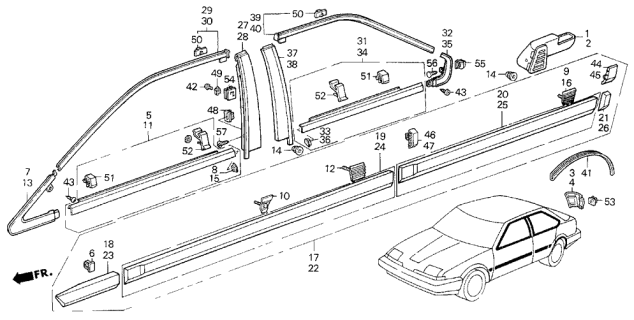 1987 Acura Integra  Nut, Side Protector Diagram for 75307SN7000