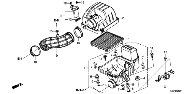 2014 Acura ILX Hybrid  Clamp, Air Flow Tube (70) Diagram for 17316P1E000