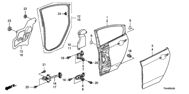 2011 Acura TL Panel, Right Rear Door (Dot) Diagram for 67510TK4A90ZZ