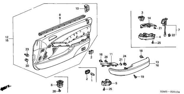2001 Acura CL Switch Assembly, Remote Control Mirror Diagram for 35190S3MA02