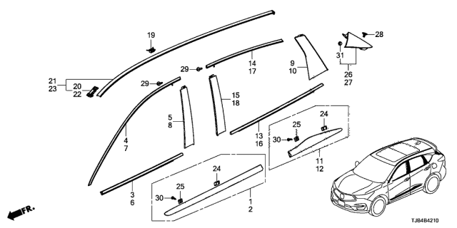 2021 Acura RDX  Molding, Front Right Door Diagram for 72410TJBA01