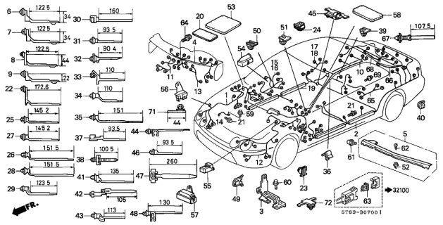 2001 Acura Integra  Band, Wire Harness (100.5MM) (White) Diagram for 91563SF4003