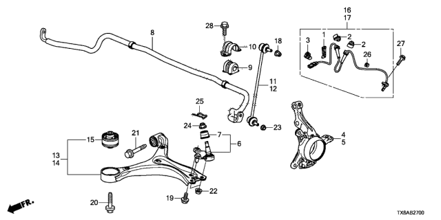 2021 Acura ILX Bush, Front (20Mm) Diagram for 51306T3RA01