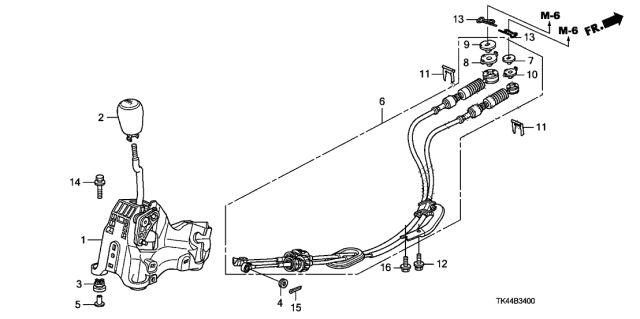 2012 Acura TL Lever Sub-Assembly, Change Diagram for 54100TK5A01