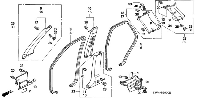 2005 Acura MDX  Cap Assembly, Left Rear Pillar (Moon Lake Gray) Diagram for 84192S3VA01ZA