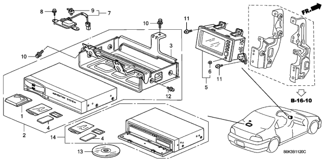 1999 Acura TL  Bracket, Navigation Electroniccontrol Unit Diagram for 39541S0KA00