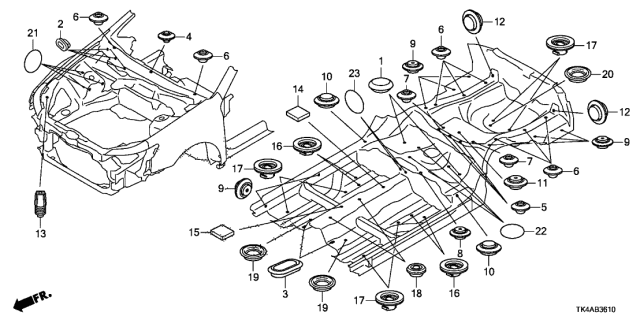 2013 Acura TL  Plug, Floor Hole (25MM) Diagram for 91611TA0003