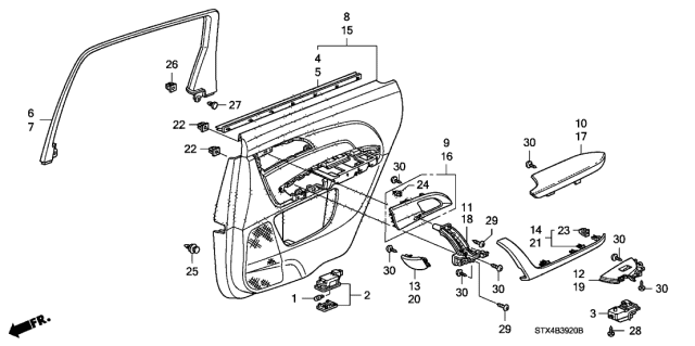 2007 Acura MDX  Cover, Driver Side Armrest (Graphite Black) Diagram for 83786STXA01ZA
