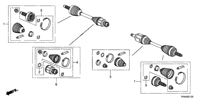 2013 Acura TL Joint Set, Inboard Diagram for 44019TK4A10