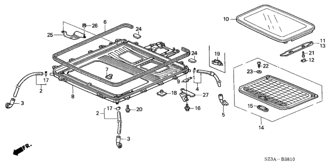 2004 Acura RL  Clip, Slide Roof Drain Tube Diagram for 91504SE3920