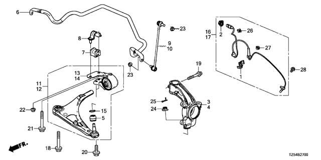 2017 Acura MDX  Spring, Front Diagram for 51300TZ5A01