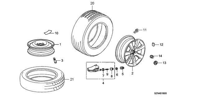 2012 Acura ZDX  Disk, Wheel (17X4T) (Black) (Topy) Diagram for 42700SHJA51
