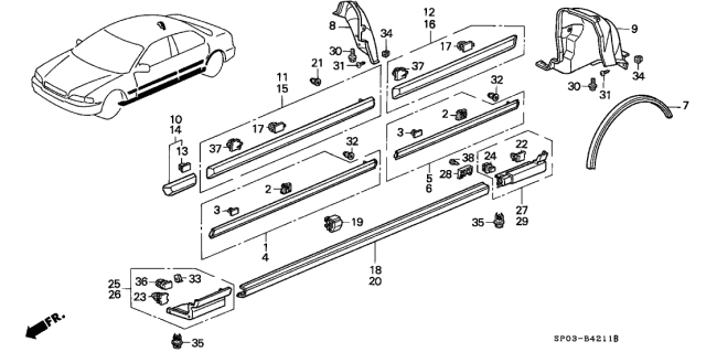 1991 Acura Legend Nut, Door Seal (Lower) Diagram for 90341SP1003